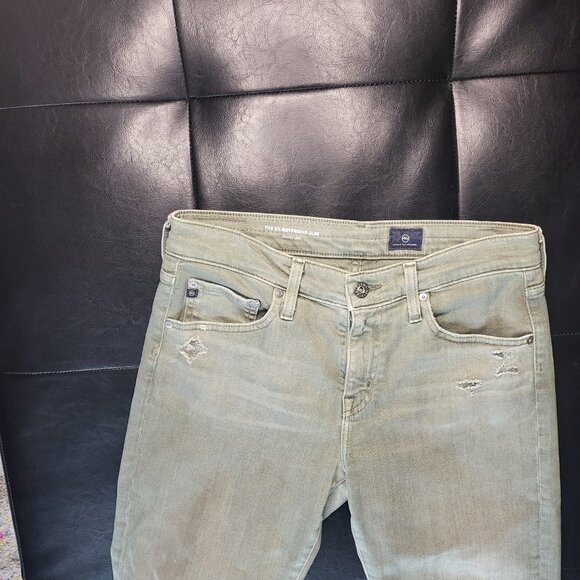 AG Ex boyfriend Slouchy Slim Jeans in Olive Green - Picture 4 of 11